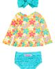 RuffleButts RuffleButts Endless Summer Two-Piece Rashguard Swimsuit & Headband Set - 2