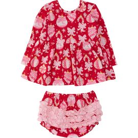 RuffleButts RuffleButts Holiday Knit Long Sleeve Twirl Top And Bloomer Set (toddler)