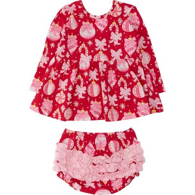 RuffleButts RuffleButts Holiday Knit Long Sleeve Twirl Top And Bloomer Set (toddler)