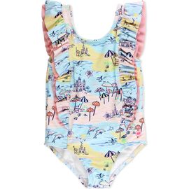 RuffleButts RuffleButts Kids' Beach Day Waterfall One-Piece Swimsuit
