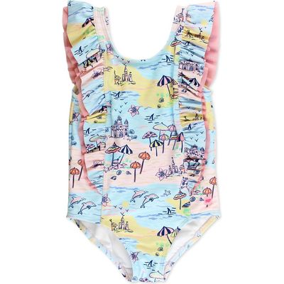 RuffleButts RuffleButts Kids' Beach Day Waterfall One-Piece Swimsuit