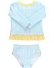 RuffleButts RuffleButts Kids' Blue Breeze Seersucker Long Sleeve Two-Piece Rashguard Swimsuit  - 1