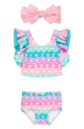 RuffleButts RuffleButts Kids' Butterfly Tankini Two-Piece Swimsuit & Headband Set