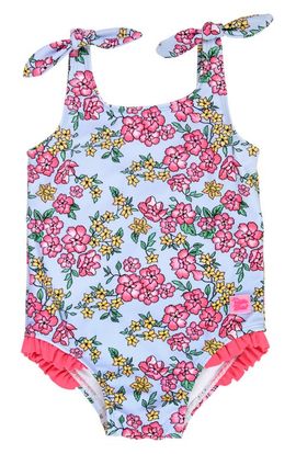 RuffleButts RuffleButts Kids' Cheerful Blossoms Tie Shoulder One-Piece Swimsuit