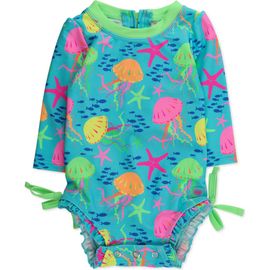 RuffleButts RuffleButts Kids' Jelly Time Long Sleeve One-Piece Rashguard Swimsuit