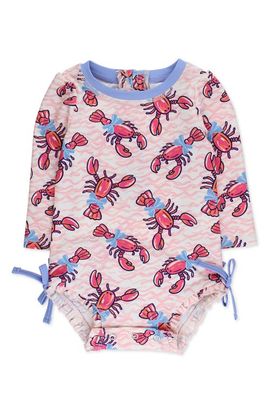 RuffleButts RuffleButts Kids' Lobster Lagoon Long Sleeve One-Piece Rashguard Swimsuit
