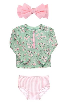RuffleButts RuffleButts Kids' Long Sleeve Two-Piece Swimsuit & Headband Set