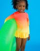 RuffleButts RuffleButts Kids' Neon Citrus Sunrise Long Sleeve Two-Piece Rashguard Swimsuit - 3