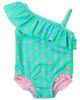 RuffleButts RuffleButts Kids' Neon Flamingo Stripe One-Shoulder One-Piece Swimsuit - 1