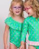 RuffleButts RuffleButts Kids' Neon Flamingo Stripe One-Shoulder One-Piece Swimsuit - 4