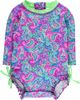 RuffleButts RuffleButts Kids' Neon Paisley One-Piece Rashguard Swimsuit - 1