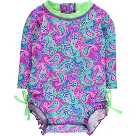 RuffleButts RuffleButts Kids' Neon Paisley One-Piece Rashguard Swimsuit
