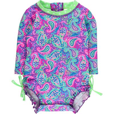 RuffleButts RuffleButts Kids' Neon Paisley One-Piece Rashguard Swimsuit