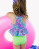 RuffleButts RuffleButts Kids' Neon Paisley Reversible Two-Piece Swimsuit - 4