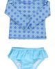 RuffleButts RuffleButts Kids' Periwinkle Ruffle Long Sleeve Two-Piece Rashguard Swimsuit - 1