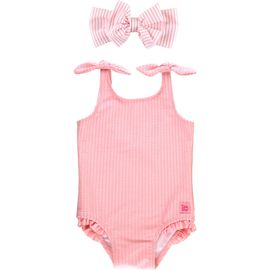 RuffleButts RuffleButts Kids' Seersucker One-Piece Swimsuit & Headband Set