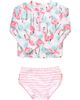 RuffleButts RuffleButts Kids' Vibrant Flamingo Long Sleeve Two-Piece Rashguard Swimsuit - 1