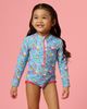 RuffleButts RuffleButts Peppa Pig & Friends Long Sleeve Zipper Rash Guard One Piece Swimsuit - 3