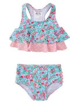 RuffleButts RuffleButts Peppa Pig Flounce Bikini 2-piece Swimsuit, With Signature Rear Ruffles (baby, Toddler, Little Kid)