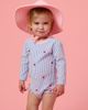 RuffleButts RuffleButts Peppa Pig Seersucker Long Sleeve One Piece Rash Guard Swimsuit, With Signature Rear Ruffles (baby, Toddler) - 4