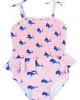 RuffleButts RuffleButts Pink Whales Smocked One-Piece Swimsuit  - 1