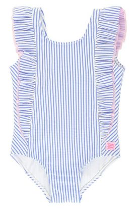 RuffleButts RuffleButts Stripe Seersucker One-Piece Swimsuit