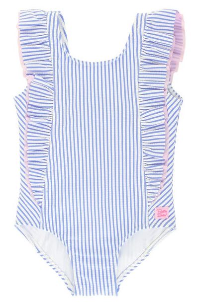 RuffleButts RuffleButts Stripe Seersucker One-Piece Swimsuit