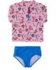 RuffleButts RuffleButts UPF50 Long Sleeve Zipper Rash Guard 2-Piece - 1