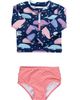 RuffleButts RuffleButts Upf50 Long Sleeve Zipper Rash Guard 2-piece (baby) - 1