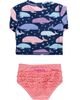 RuffleButts RuffleButts Upf50 Long Sleeve Zipper Rash Guard 2-piece (baby) - 2