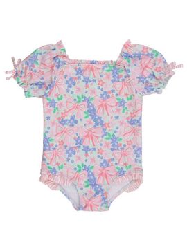 RuffleButts RuffleButts UPF50+ Puff Sleeve One Piece Swimsuit