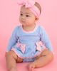 RuffleButts RuffleButts UPF50+ Seersucker Long Sleeve One Piece Bow Peplum Rash Guard Swimsuit - 4