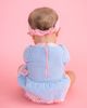 RuffleButts RuffleButts UPF50+ Seersucker Long Sleeve One Piece Bow Peplum Rash Guard Swimsuit - 5
