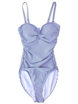 RuffleButts RuffleButts UPF50+ Seersucker Women's Convertible Bandeau One Piece Swimsuit