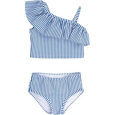RuffleButts RuffleButts Upf50+ Sun Protected Seersucker One Shoulder Ruffle Tankini 2-piece Swimsuit (toddler, Kids)