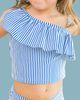 RuffleButts RuffleButts Upf50+ Sun Protected Seersucker One Shoulder Ruffle Tankini 2-piece Swimsuit (toddler, Kids) - 4