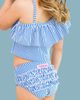 RuffleButts RuffleButts Upf50+ Sun Protected Seersucker One Shoulder Ruffle Tankini 2-piece Swimsuit (toddler, Kids) - 5