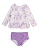 RuffleButts RuffleButts WIsteria Butterfly Garden Long Sleeve Two-Piece Rashguard Swimsuit - 1
