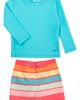RuggedButts RuggedButts Bright Aqua Long Sleeve Two-Piece Rashguard Swimsuit - 1