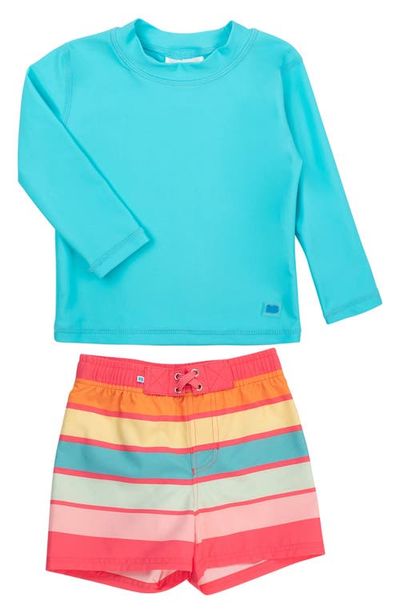 RuggedButts RuggedButts Bright Aqua Long Sleeve Two-Piece Rashguard Swimsuit