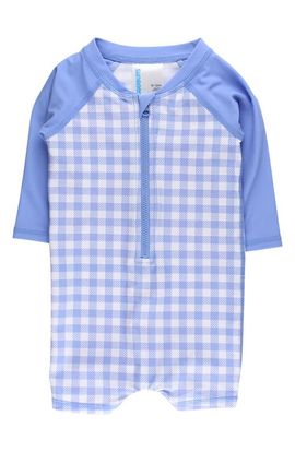 RuggedButts RuggedButts Kids' Gingham Long Sleeve UPF 50+ One-Piece Rashguard Swimsuit