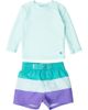 RuggedButts RuggedButts Long Sleeve Rashguard & Stripe Swim Trunks Set - 1