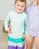 RuggedButts RuggedButts Long Sleeve Rashguard & Stripe Swim Trunks Set - 3