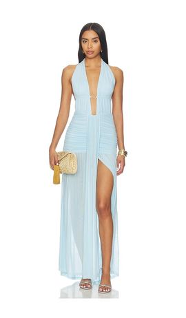 Runaway The Label Runaway The Label Adrianna Plunge Ruched Maxi Dress