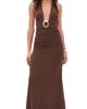 Runaway the Label Runaway the Label Arina Halter Maxi Dress Espresso - 1