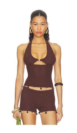 Runaway The Label Runaway The Label Bailee Deep-v Halter Knit Top