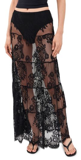 Runaway the Label Runaway the Label Enola Tiered Lace Maxi Skirt Black