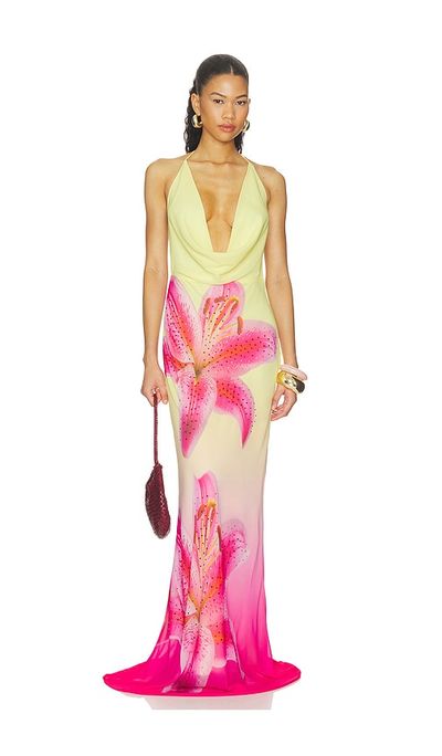 Runaway The Label Runaway The Label Juliana Cowl High Slit Maxi Dress