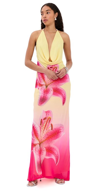 Runaway the Label Runaway the Label Juliana Cowl High Slit Maxi Dress Pink Lily