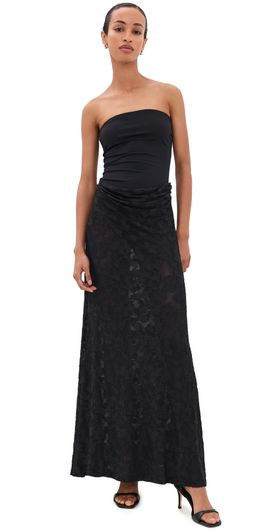 Runaway the Label Runaway the Label Lakita Strapless Lace Maxi Dress Black
